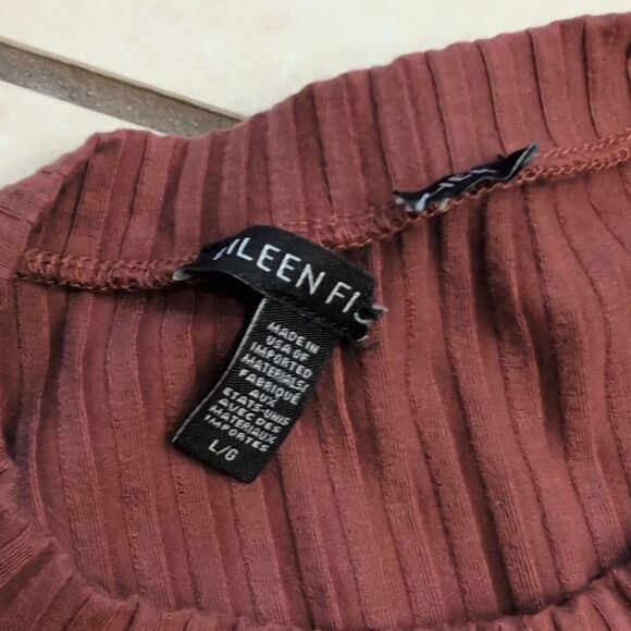 Eileen Fisher Ribbed Crew Neck Dress Terra Cotta size L - Picture 3 of 12